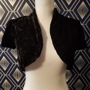 crushed velvet cap sleeve little jacket